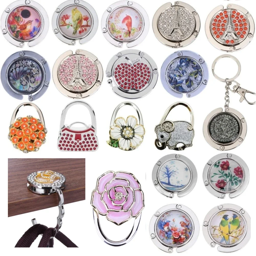 Table Bag Hook Hand Bag Hanger Hook Table Bag Hook Unique Crystal Rhinestone Decoration Parts Accessories holder for Table Bag