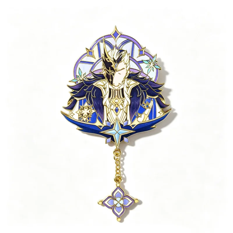 Genshin Impact Pierro Metal Badge Brooch Fan Made Anime Game Desk Decor Bag Accessory Fade Resistant Gift
