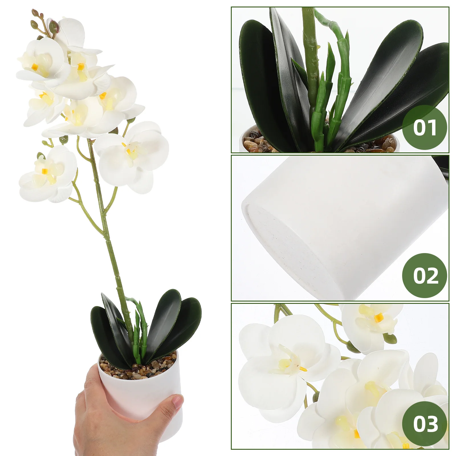 

Phalaenopsis Bonsai Artificial Potted Plant Simulation Orchid Fake Decor For Home Office Desktop Faux Rose In Pot