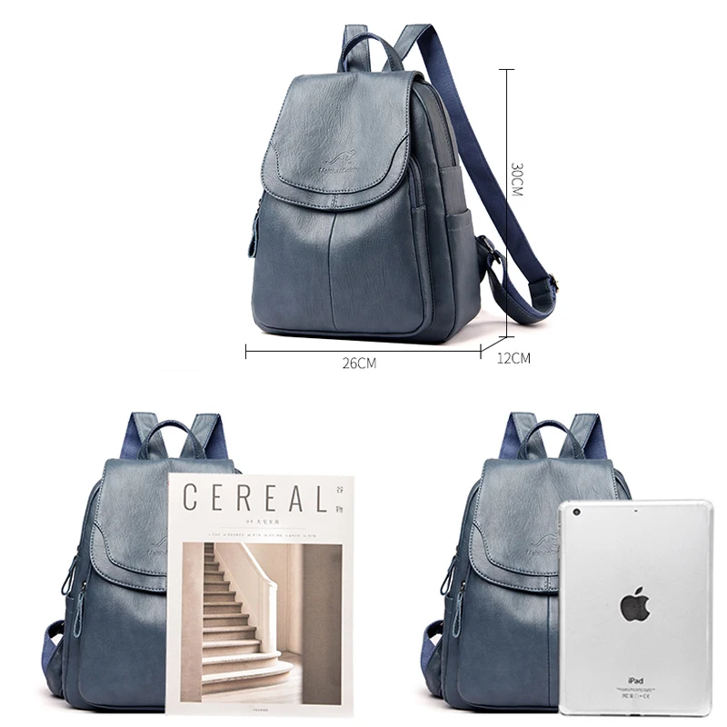 Women's 9 Colors High Quality Leather Backpack 2023 Ladies Designer Large Capacity Simple Shoulder Bag Girls Student School Bags