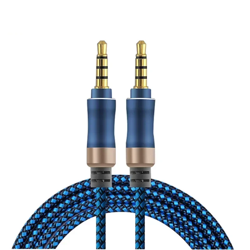 

2pcs Aux 3 5 mm Audio Cable 3.5mm Jack Gold-Plated 4 Poles Male To Male Wire For Car Mobile Phone Notebook Speaker Line 1.5M