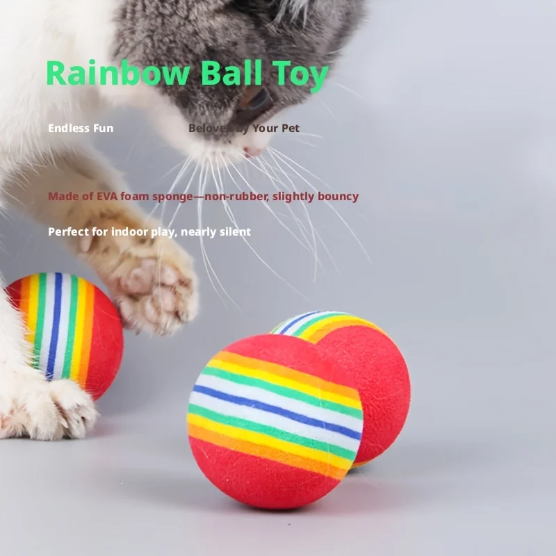 1/9 Stück Katzenspielbälle zur Selbstunterhaltung, Langeweilebekämpfung, Regenbogenfarben, Schaumstoff-Teasing-Bälle für Kätzchen, interaktive Spielzeuge, lustiges Haustiergeschenk – Detail 5