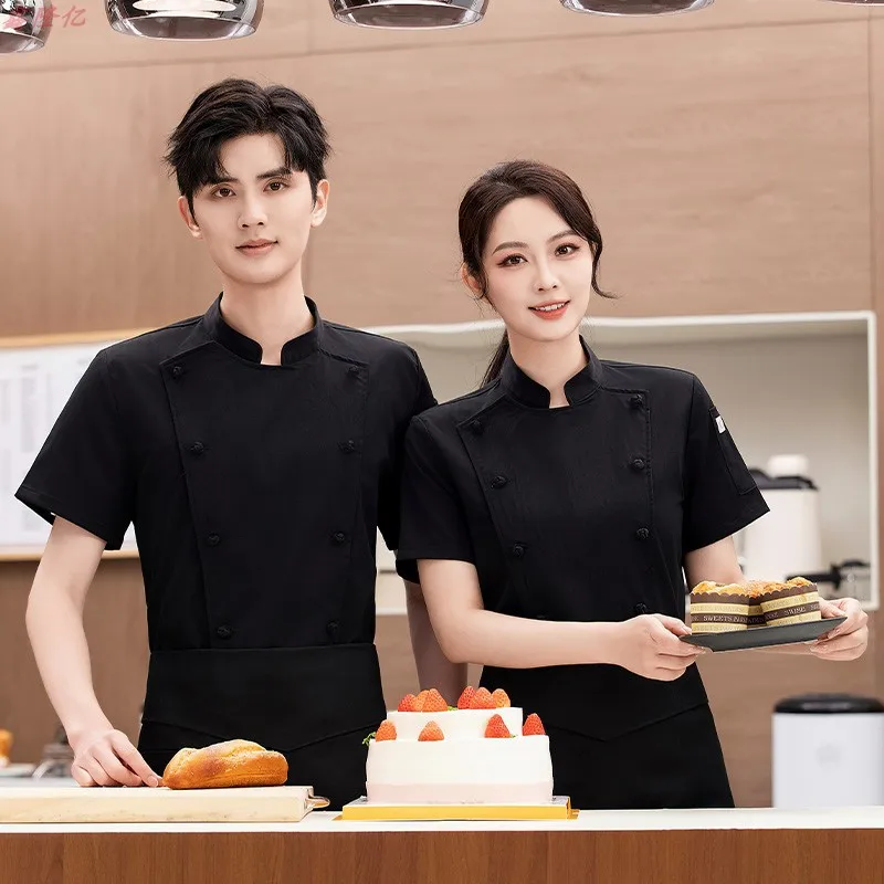 Canteen·Catering Hotel Restaurant Kitchen Work Chef Short Sleeve Pastry Chef Summer Thin Kitchen Jacket