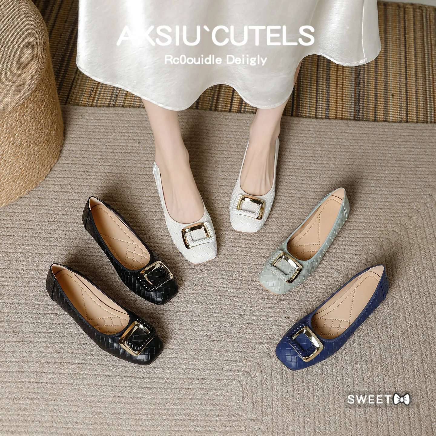 Zapatos de Mujer Estilo Coreano con Tacón Plano, Tipo Mary Jane, Hebilla Metálica, Cuero Genuino, Punta Redonda, Ultra Cuero, Temporada de Otoño