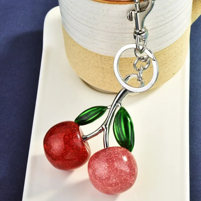 Разноцветные модные подвески-брелки для автомобилей, подвески-брелки для сумок с вишней, блестящие украшения для сумок с вишней