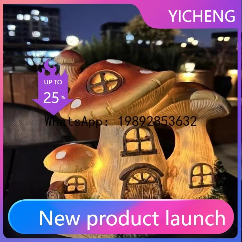 

ZZ Outdoor Waterproof Villa Garden Garden Decoration Light Home Balcony Decoration Solar Mushroom House Light Resin