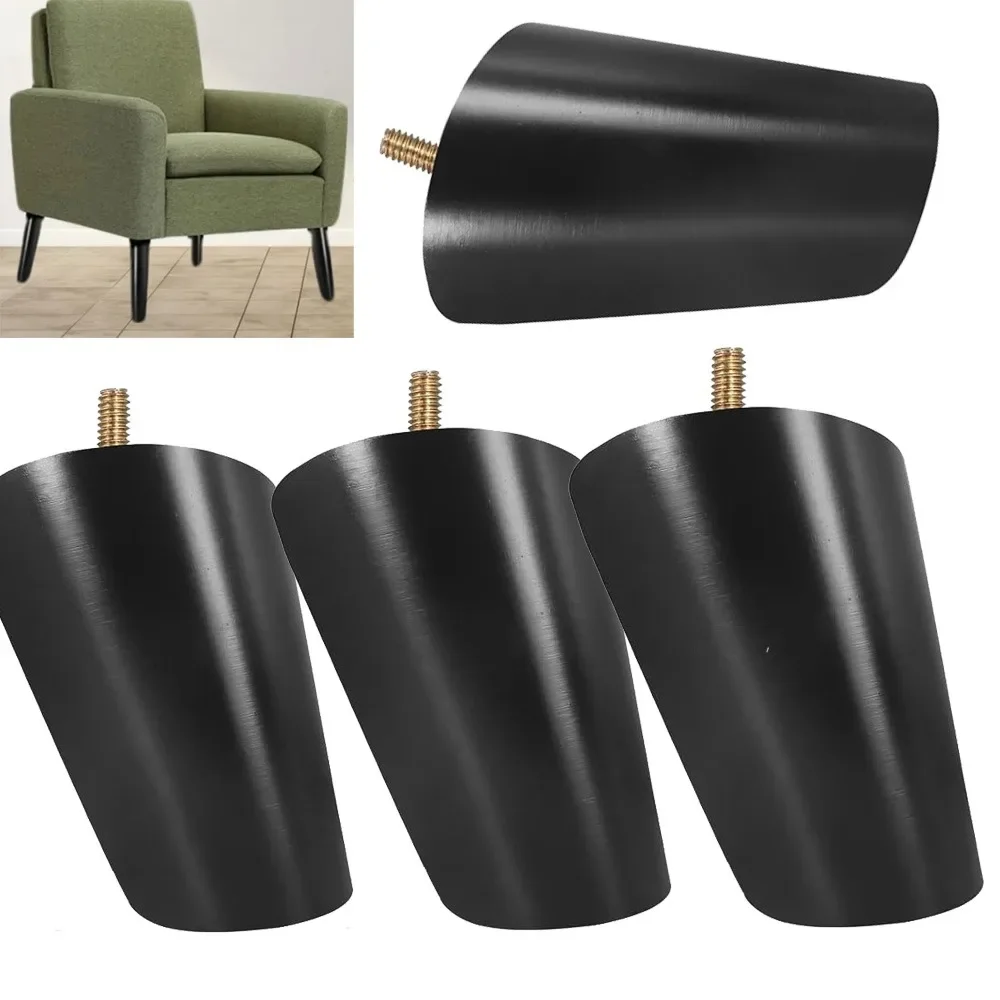 Modern Wood Sofa Legs Set of 4 Solid Beech Wood Furniture Feet for Sectional Couch Bed Frame - DIY Upgrade Kit with Metal Plates
