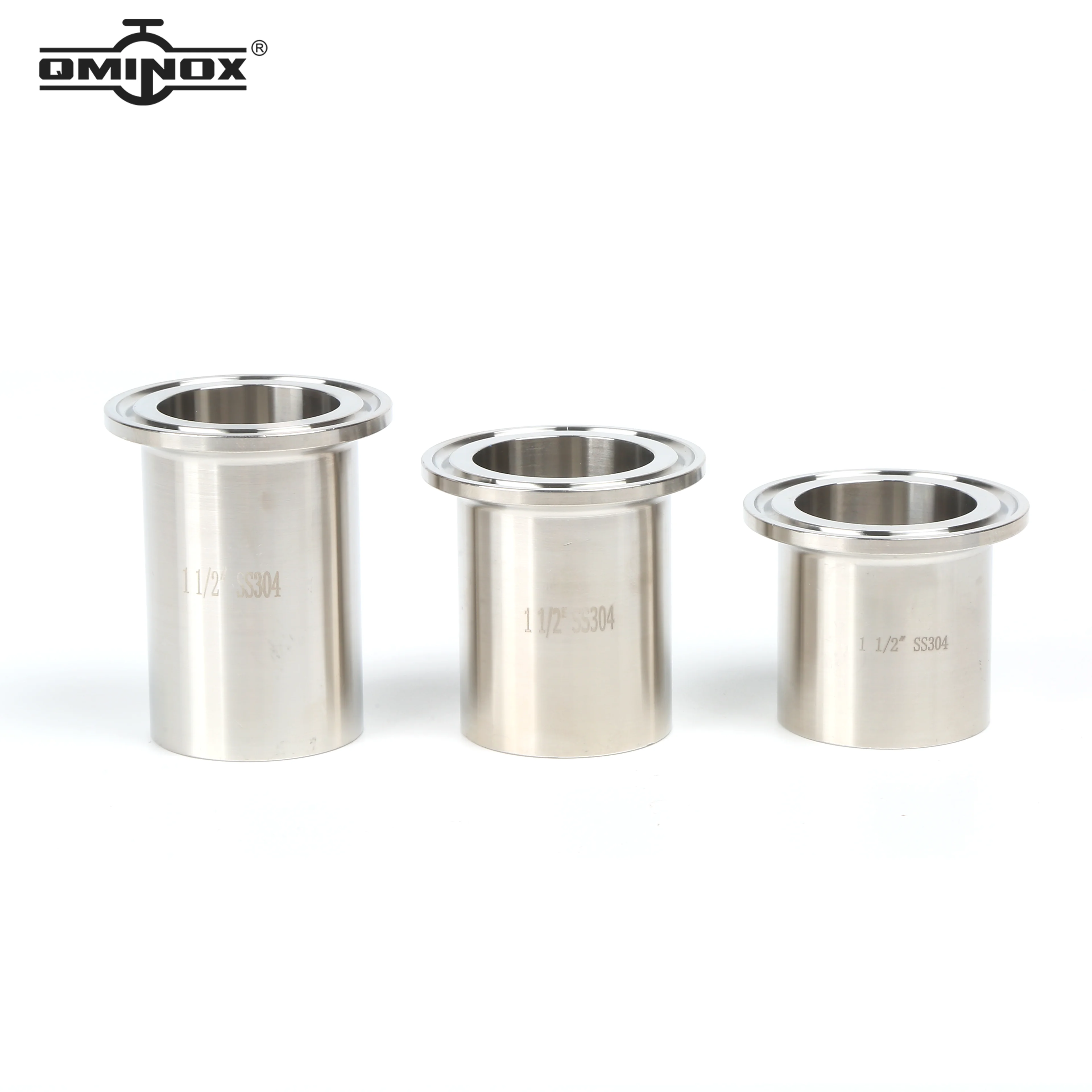 QMINOX SS304 Heavy Duty Ferrules thickness 3mm Stainless Steel 304 Tank Ferrules Long type tri clamp ferrules  L=40mm 50mm 60mm