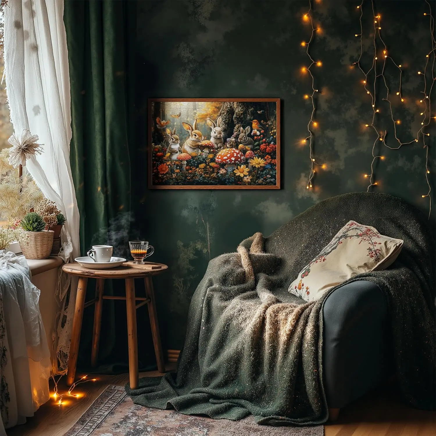300/500/1000 peças quebra-cabeça de madeira coelho e floresta quebra-cabeça para sala de jogos quarto sala de estar decoração de festa atividade divertida familiar