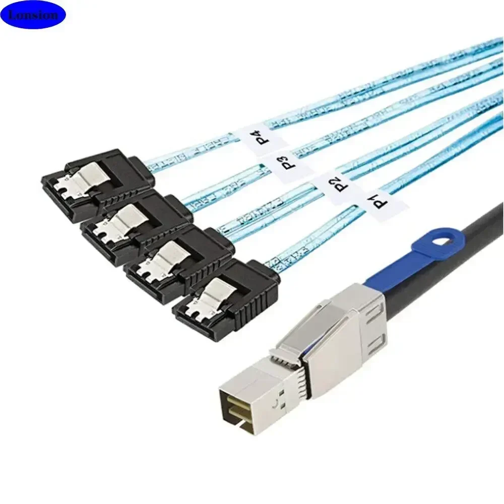 MINI SAS HD SFF-8644 with IC to 4 Ports SATA 7P straight server hard drive cable
