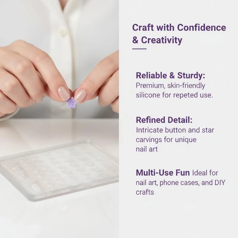 1 Stück Maniküre Multi-Formen-Knopf, kleines Modell, 3D-Knöpfe, Nagelkunstform, Silikon, niedliche Nagel-Charms, Werkzeug, Frauen DIY Harz-Schnallen-Zubehör – Detail 13