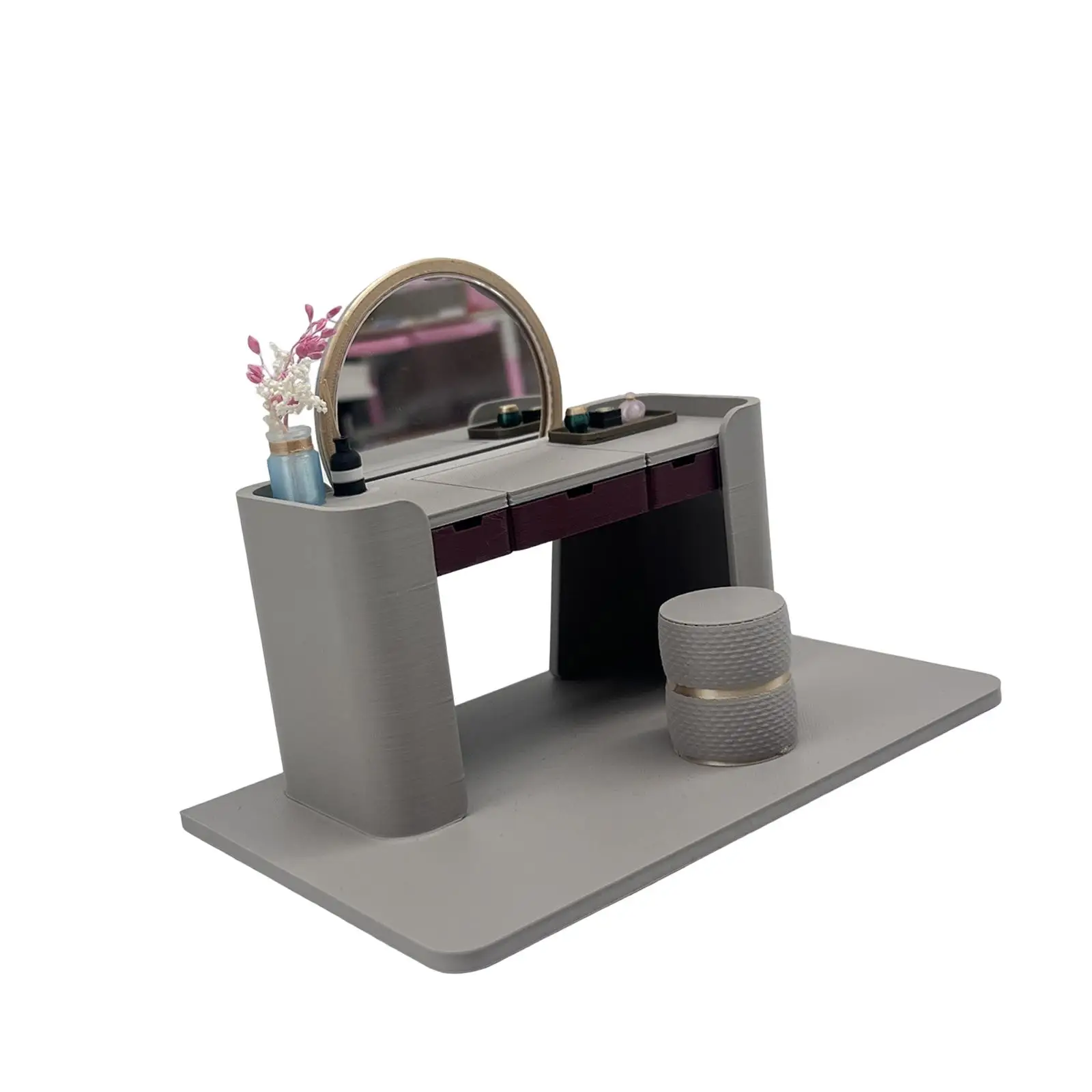 Dollhouse Miniature Vanity Table Model,Tiny,Pretend Play,Simulation,Mini House Accessories,Dollhouse Furniture for Doll House
