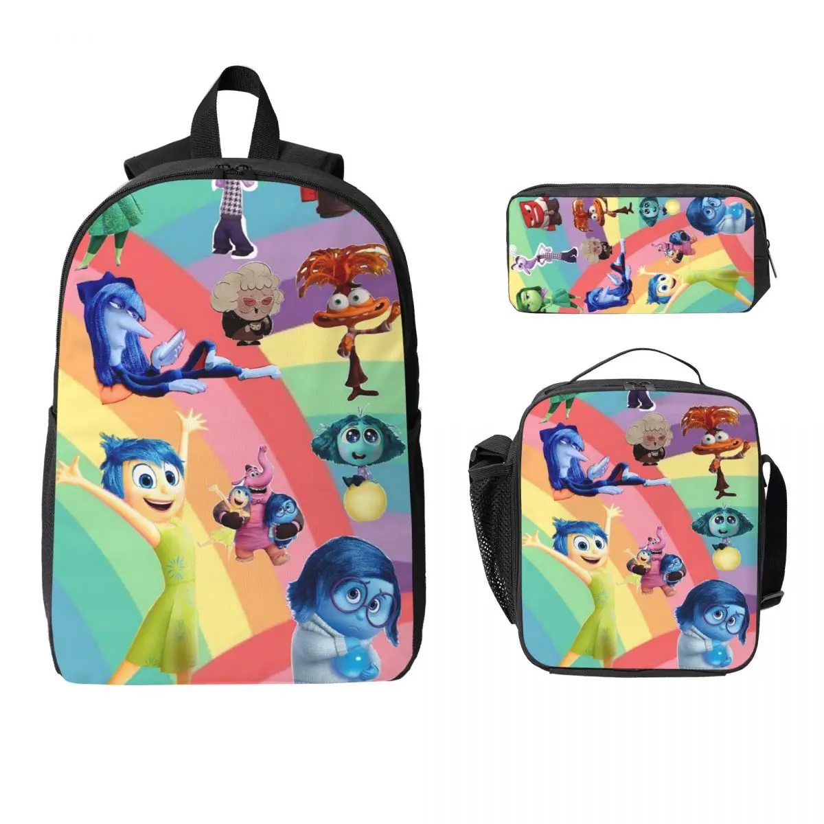 

Inside Out Character Cartoon Backpack Student BookBag School Bag Computer Shoulder Bags 3ps Insulated Lunch Bag Pencil Case