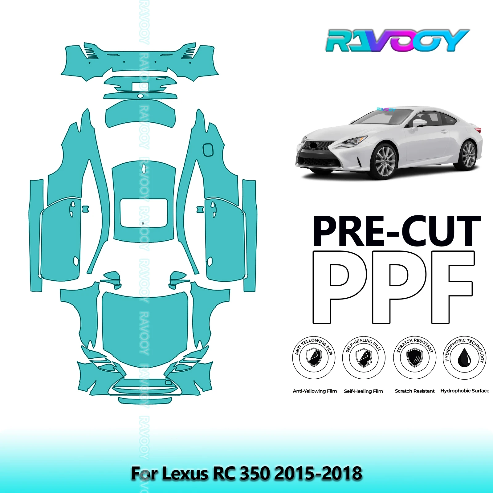 

8.5Mil Full Vehicle Precut PPF Paint Protection Film For Lexus RC 350 2015-2018