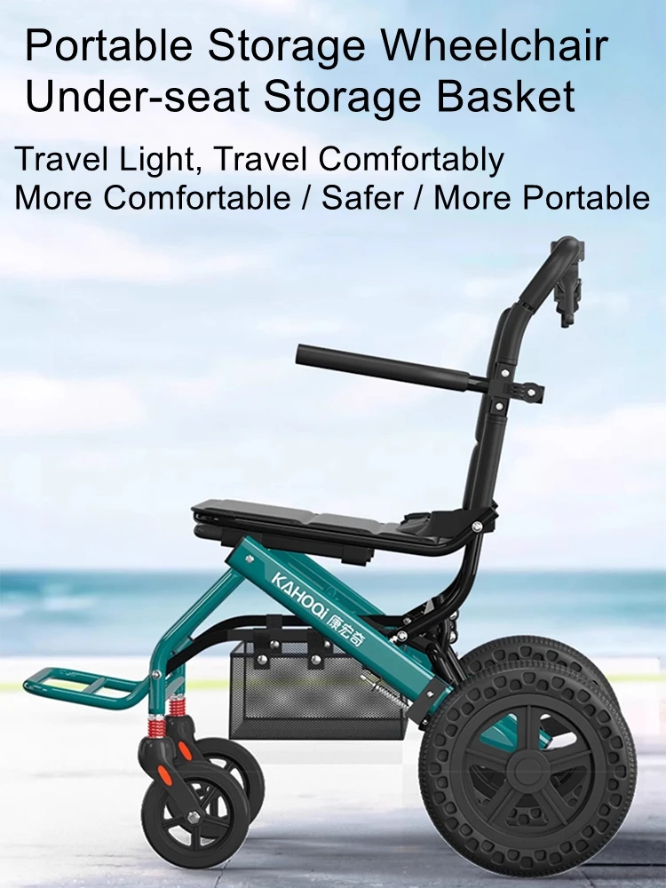

Folding Lightweight Wheelchair for Seniors Travel Stroller for the Elderly with Handlebar