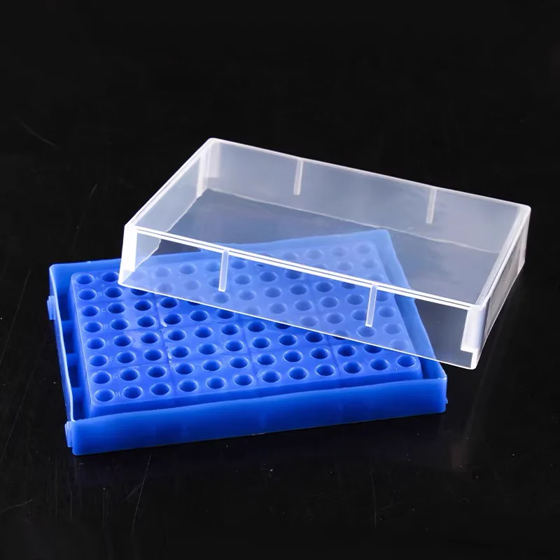 96 Sockets Plastics Centrifuge Tube Rack With Transparent Lid 0.2ML Centrifugal Tube Holder Laboratory Supplies 3pcs