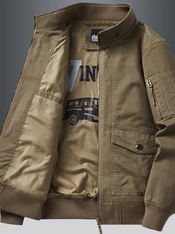 

Pierre Cardin Men's Pure Cotton Jaet Casual Stand Collar Workwear Large Size American Sle Outerwear Autumn Winter New Arr...