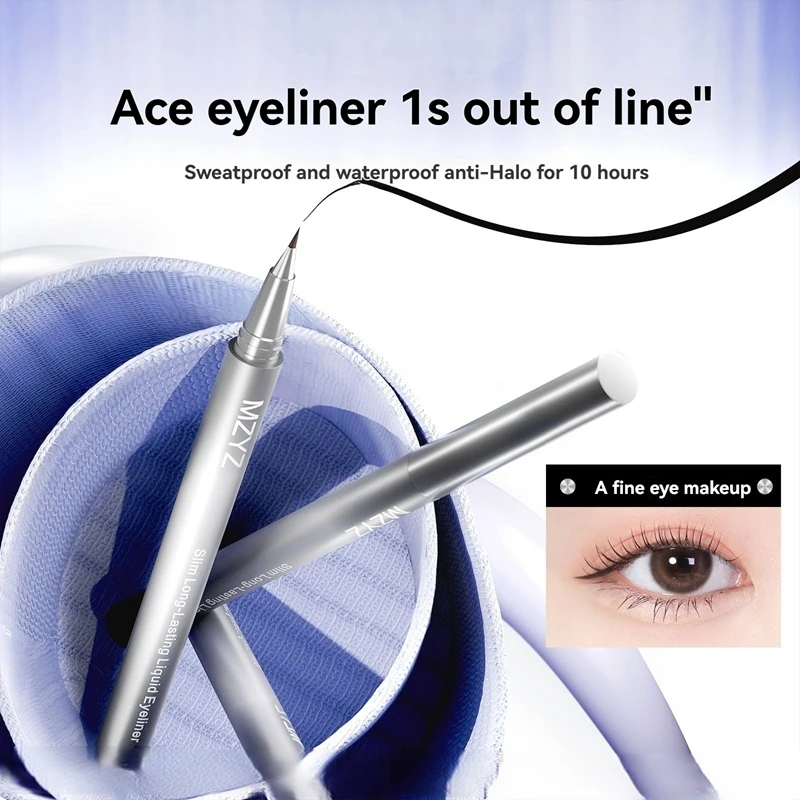 قلم تحديد العيون مقاوم للماء ومقاوم للعرق ومضاد للفرك وغير تلطخ متين للمبتدئين الزائفة لون عادي 0.01 مللي متر فرشاة مكياج فائقة الدقة