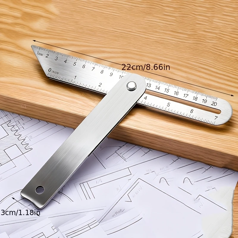 Edelstahl-Verstellbarer Winkelmesser, Präzisions-Holzbearbeitungs-Schiebewinkelmesser für Schreinermarkierungen, Layout & Messungen – Detail 5