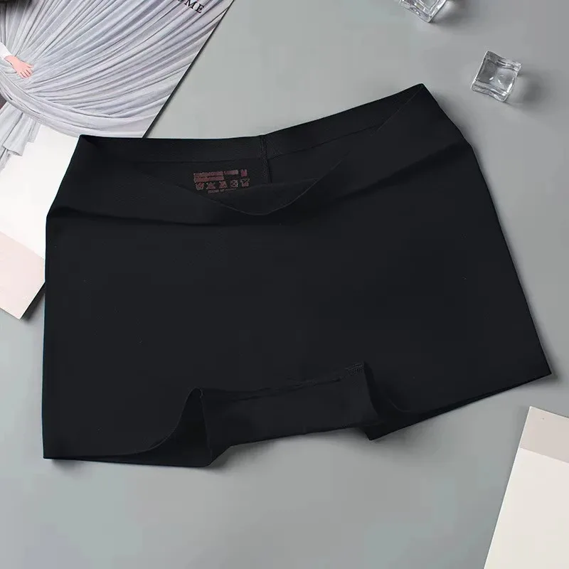 2pcs Seamless Women Boxers Underwear Ice Silk Shorts Solid Color Ladies Soft Bo… - Image 3
