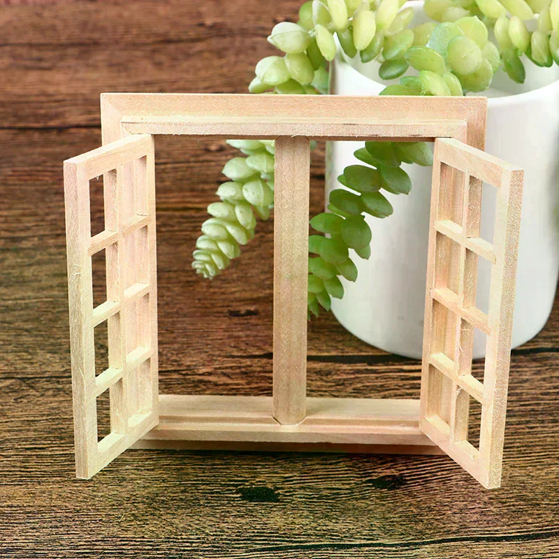 1:12 Dollhouse Miniature Door Window 16 Grids Square Windows Model Home Decor For Kids Creative Play
