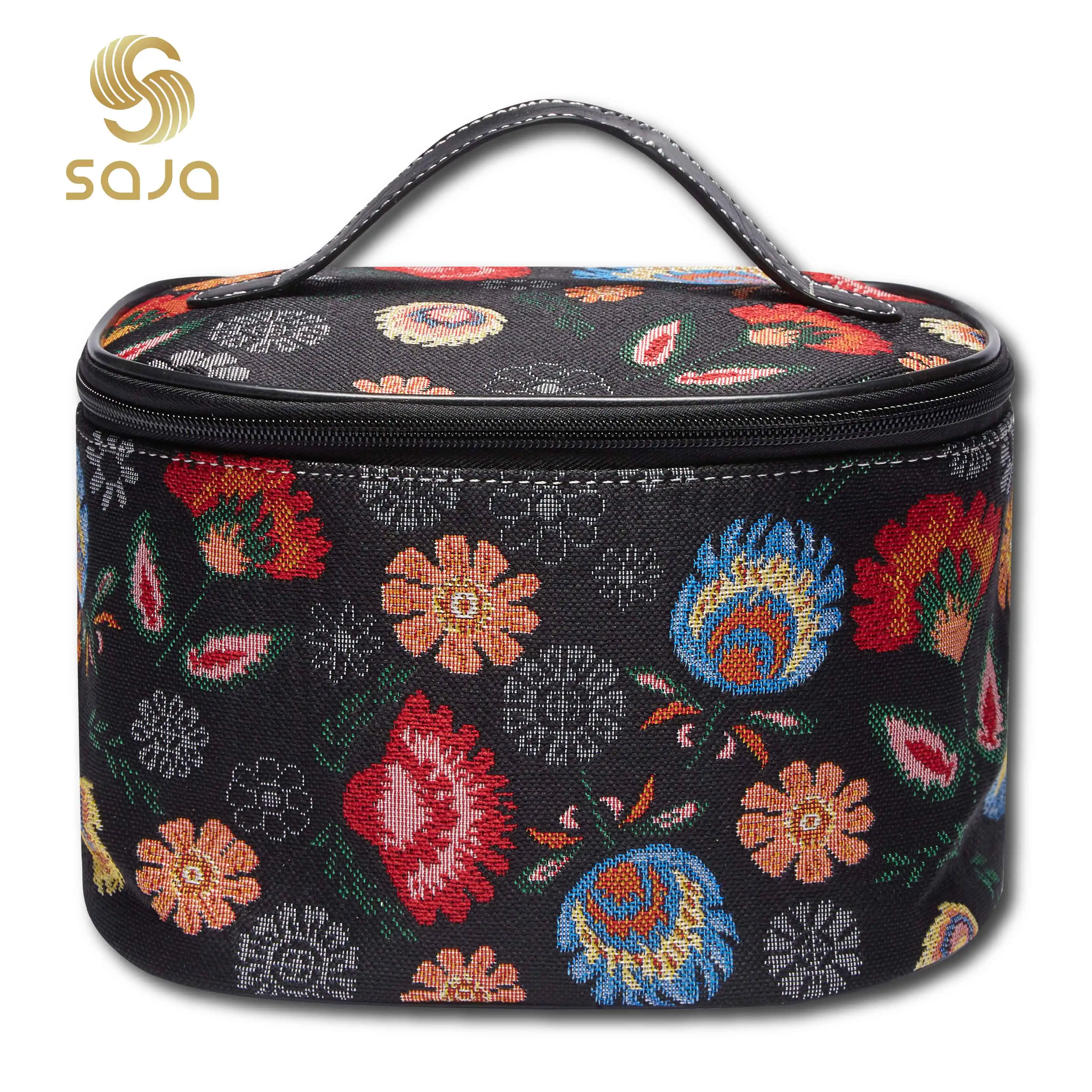 

SAJA Women's Makeup Bag Zipper Cosmetic Bag Female Travel Make Up Beauty Toiletry Storage Organizer Case Garden Flower Pattern