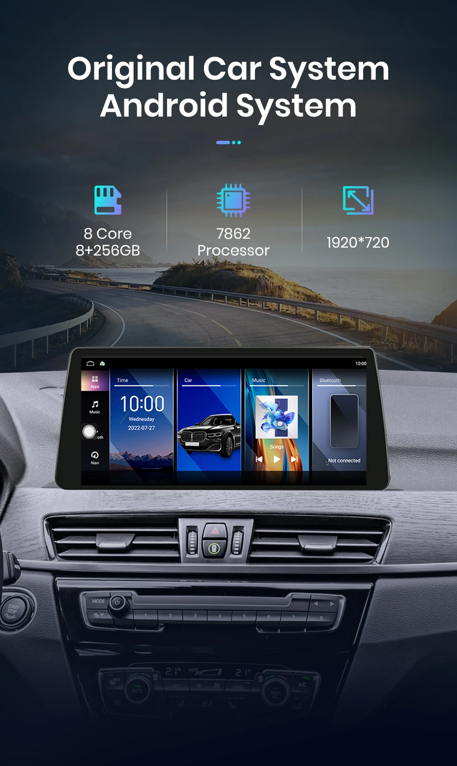 Junsun 12,3 zoll CarPlay Auto Radio Multimedia Für BMW X1 F48 X2 F49 2013-2020 NBT EVO System 4G WiFi Drahtlose Android Auto Stereo – Detail 3