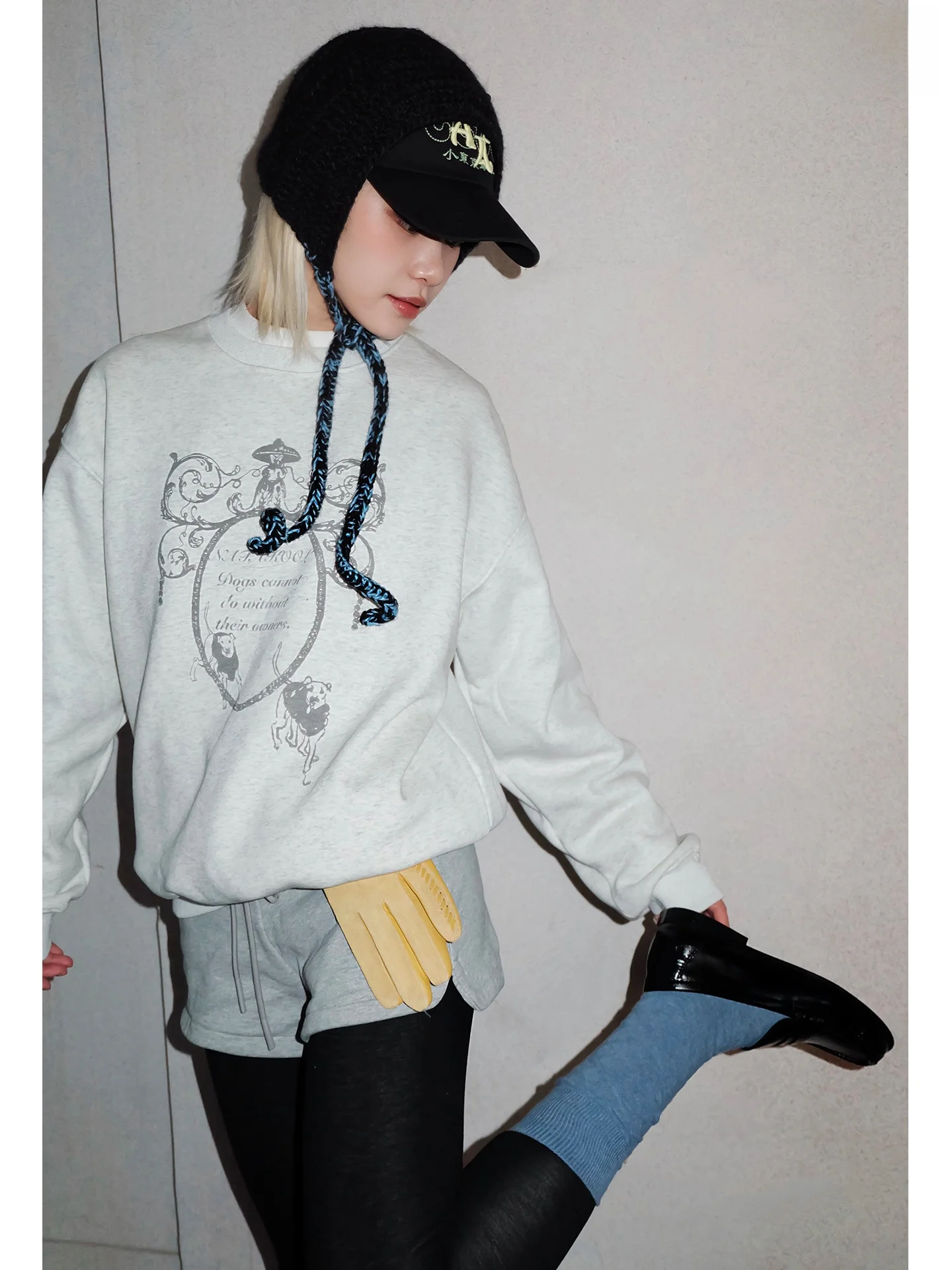 

Natakool Fce Lined round Ne Oversized Sweatirt with Escape Dog Print Digital Direct Spray Cotton Blend Warmth for Dail...