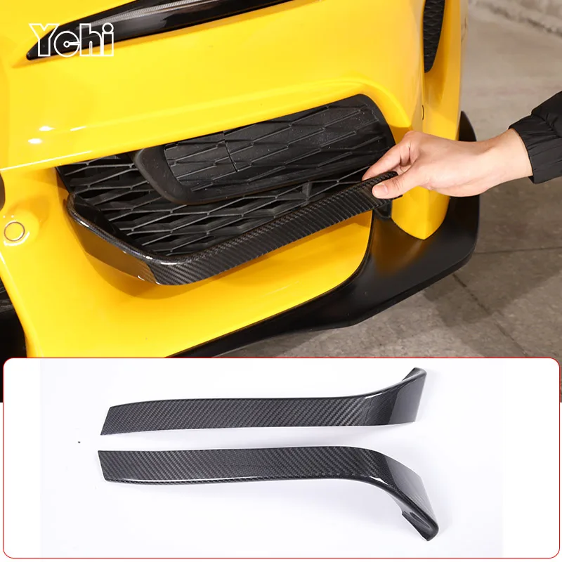 Real Carbon Fiber Front Bumper Fog Light Lower Lamp Probe Cover Frame Trim For Toyota GR Supra A90 2019-2022 Car Accessories