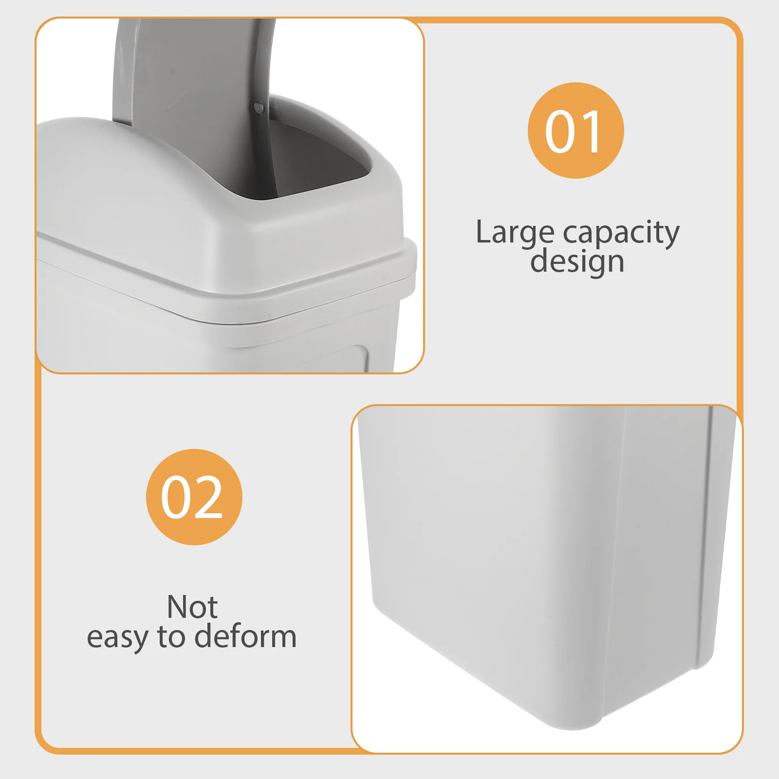 

Large Capacity Swing Lid Trash Can Thick Plastic Waste Bin For Kitchen Bathroom Home Office Use Indoor Garbage Container