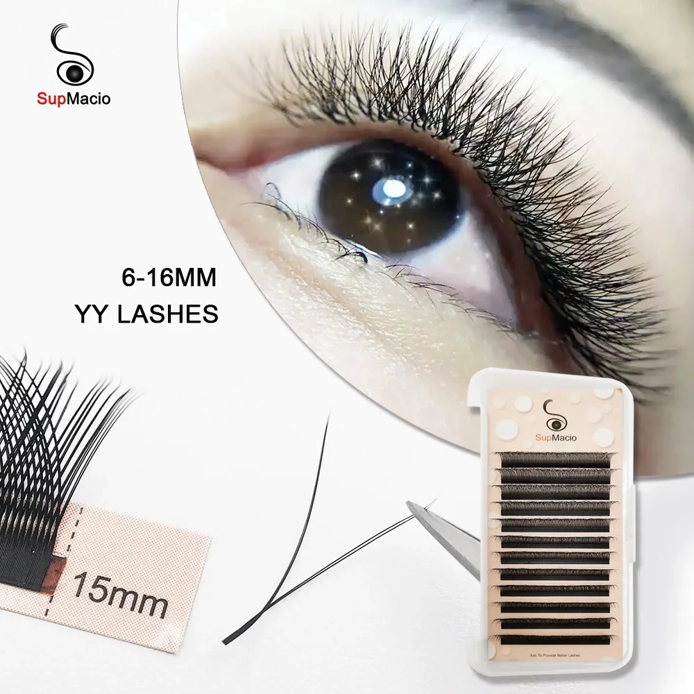 Supmacio Yy Eyelashes 07 Fios Lash Y Shaped C/D Curl Yy Lash Extensions Mix Y-Lash 2d Volume Eyelashes In Y Blister