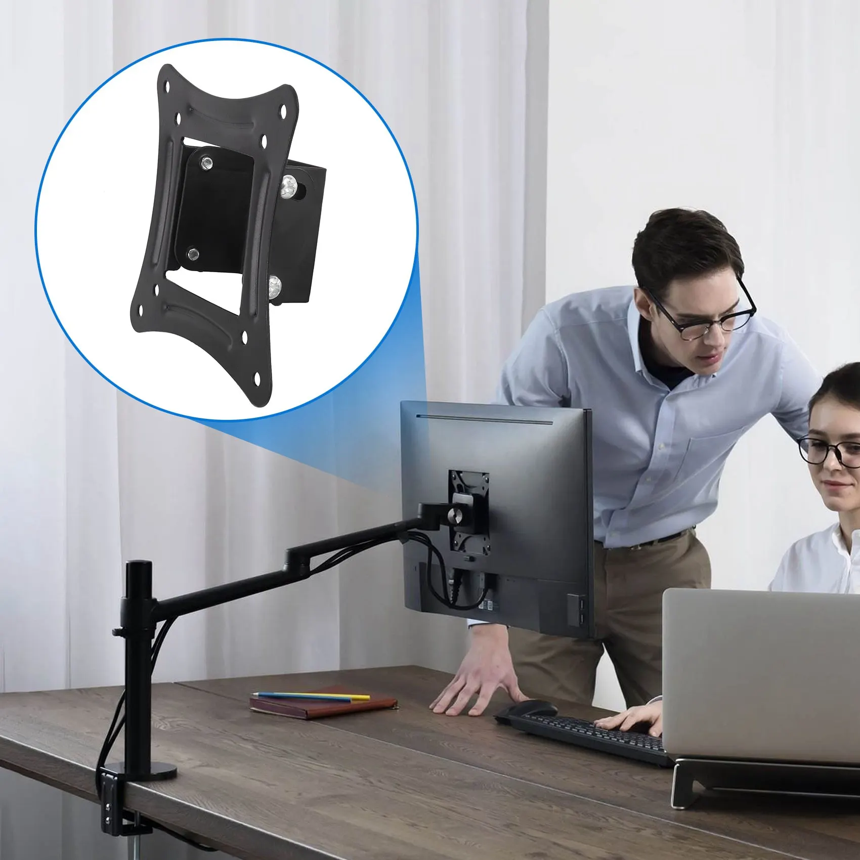 Universal Wall Mount Stand for 14-27inch LCD LED Screen Height Adjustable Monitor Retractable Wall for VESA Tv-C12