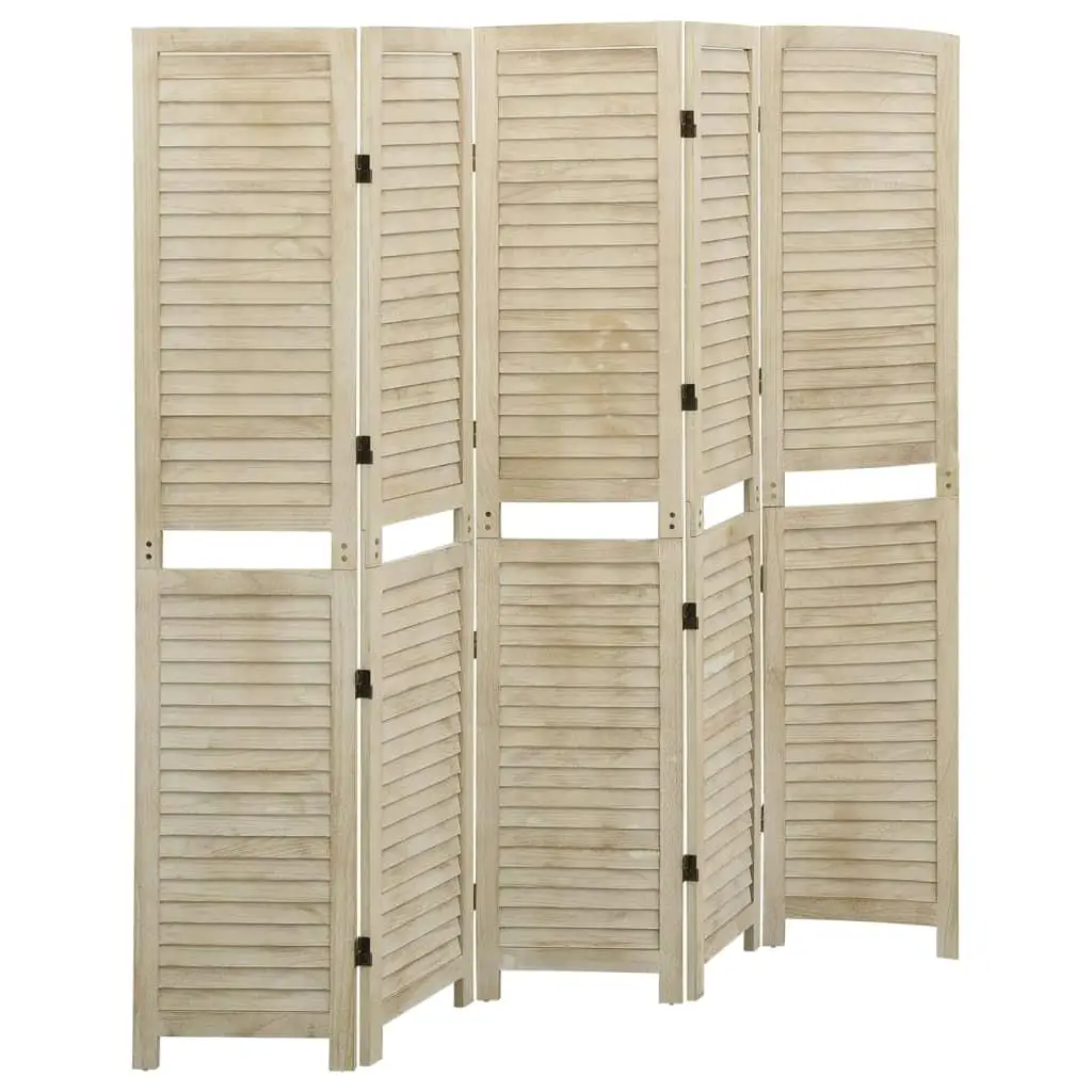 5-Panel Solid Wood Room Divider 175x165 cm - Stylish Paulownia Partition Screen for Home Decor