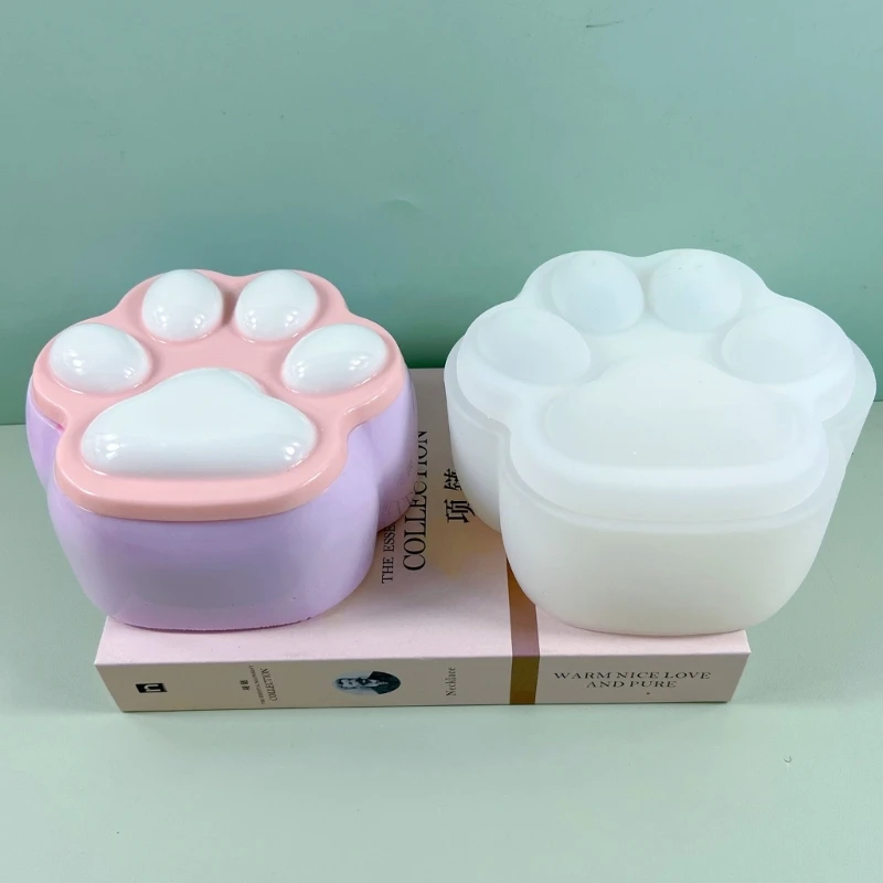 

Cat Paw Shape Box Epoxy Molds Silicone Jar Resin Molds for DIY Cat Claw Storage Box Personalize Cat Claw Organizer Molds