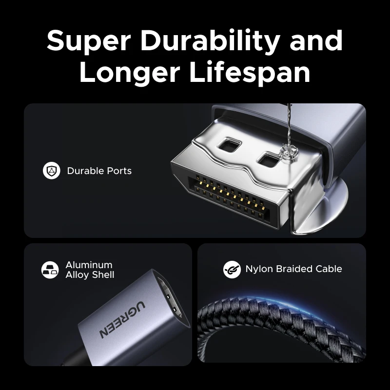 UGREEN Kabel Adapter DP na HDMI 4K 30Hz DisplayPort Męski na HDMI Żeński Konwerter do PC Laptopa Monitora Projektora Kina Gamingowego — zdjęcie produktu 3