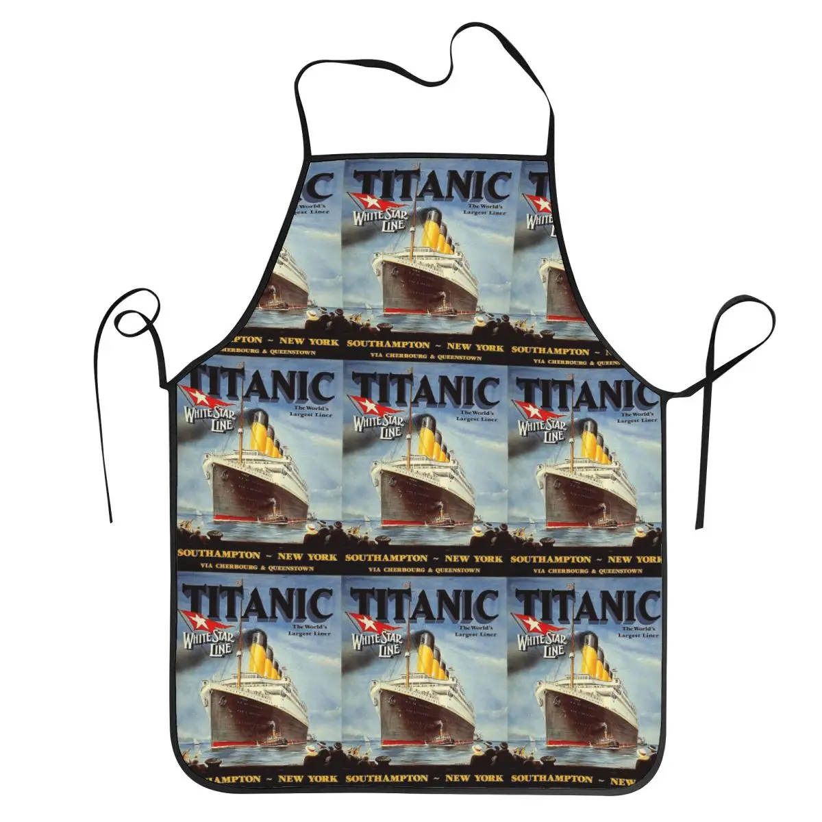 Titanic White Star Line Apron Chef Cuisine Tablier Waterproof Bib Kitchen Cleaning Pinafore for Women Men Painting
