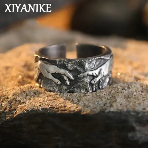 XIYANIKE 빈티지 핸드 오프닝 손가락 반지 남성 여성 힙합 패션 새로운 보석 남자 친구 선물 도매 무료 배송