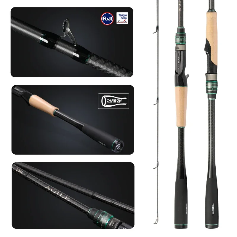 TSURINOYA Long Casting Spinning Casting Fishing Rod AGILE Ⅱ 802M 792ML 762L FUJI Accessorie 2 Section Carbon Bass Seabass Rod