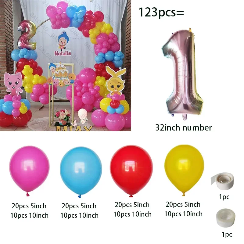 123pcs/Set Plim Clown Arch Garland Kit Foil Number Balloons Latex Air Globos Birthday Party Decorations Kids Toys Baby Shower