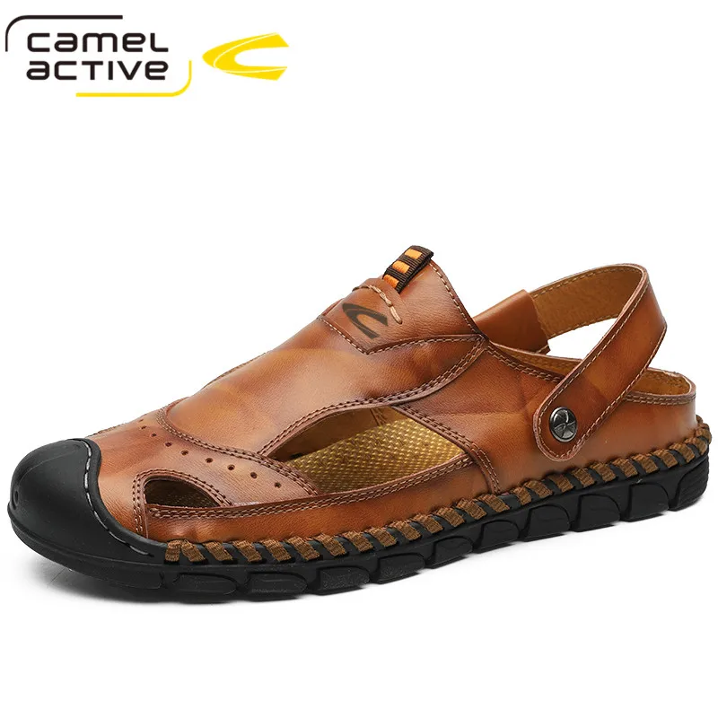 

Camel Active New Genuine Leather Men Sandals Shoes Fretwork Breathable Fisherman Shoes Style Retro Fashion Summer Men Shoes