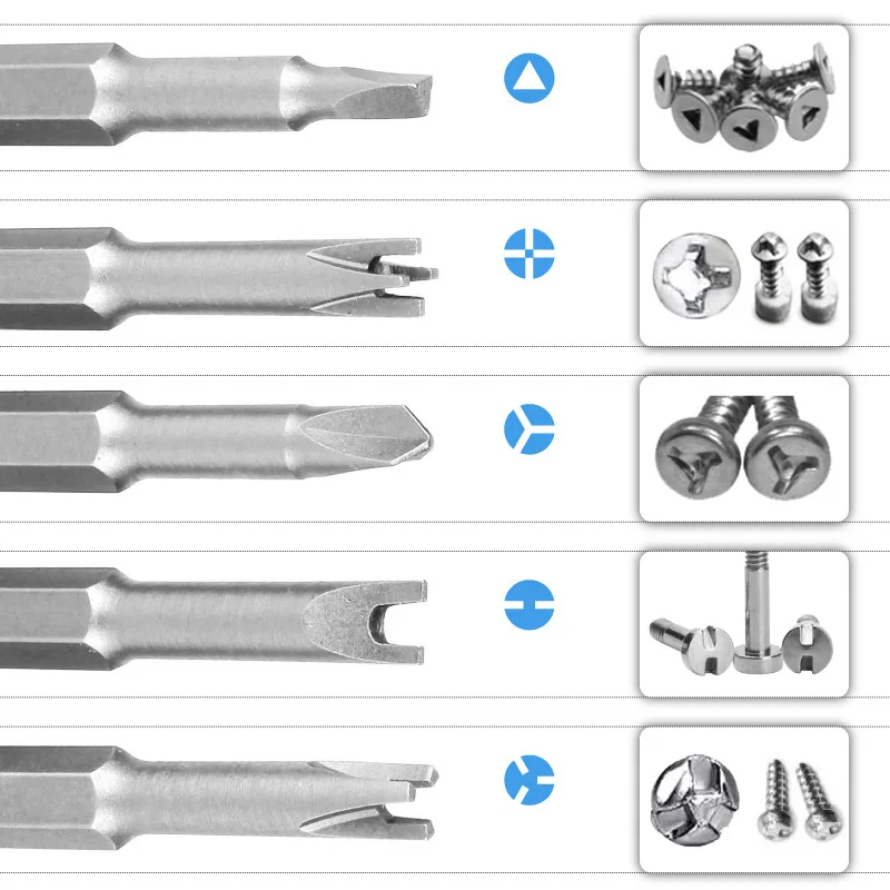 5PCS Special-shaped Screwdriver Bits Set 1/4\'\' Hex Shank Triangle U-shaped Y-shaped Three Points for Drill Wrench Repair Tool