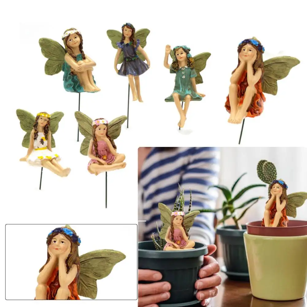

Мини-статуэтки феи, 6 шт., набор эльфов, миниатюры, микро Ландшафтная Статуэтка ангела, украшение «сделай сам», украшение для дома