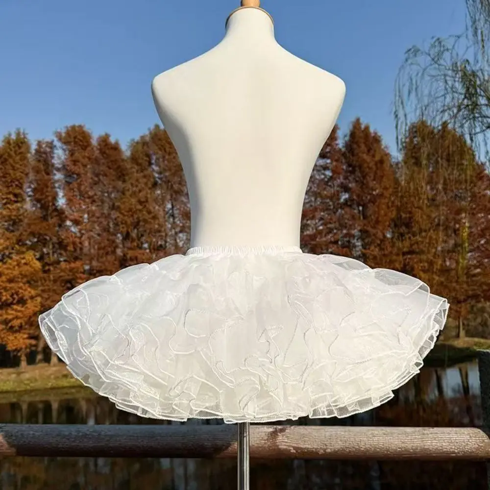 Kawaii 4 Layer Lolita Petticoat 30/35/40/45cm White Puffy Skirt Ruffled Boneless Fluffy Bottoms Skirt Support Cosplay