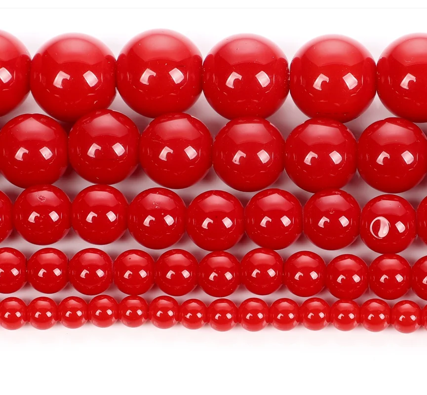 4mm/6mm/8mm/10mm Red Coral Round Beads Spacer Beads, for Jewelry Making DIY Bracelet Necklace Pendant Jewelry Accessories