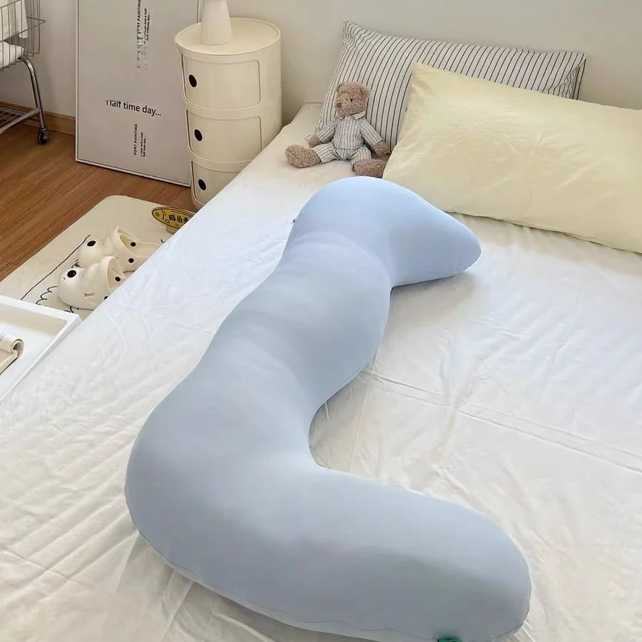 Summer Cool Feeling Ice Silk  Shoe Shaped Pillow Leg Clasping Side Sleepers Women's Special Maternity Bed Pillow Long Cu...