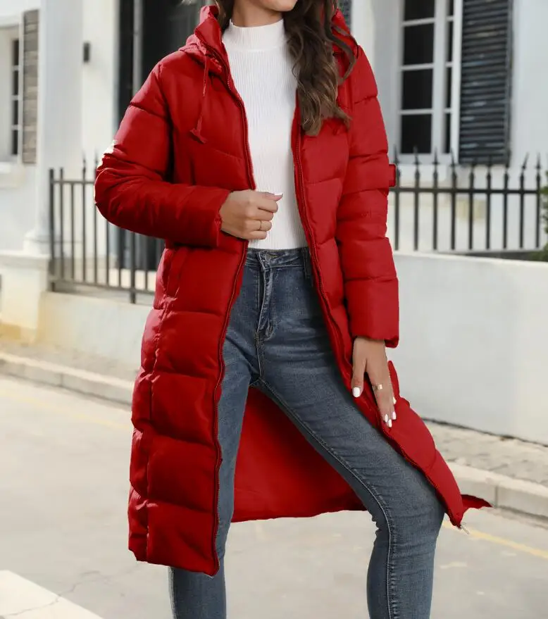 Winter New Hooded Mid Length Slim Fit Warm Long Sleeve Solid Color Jacket For Women,3 Colors