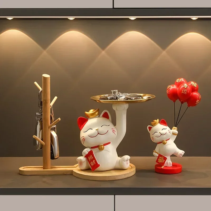 

Wine Cabinet Easy Use Housewarming Gifts Creative Storage Tray Key Storage Holder Desktop Ornaments Lucky Cat Ornaments