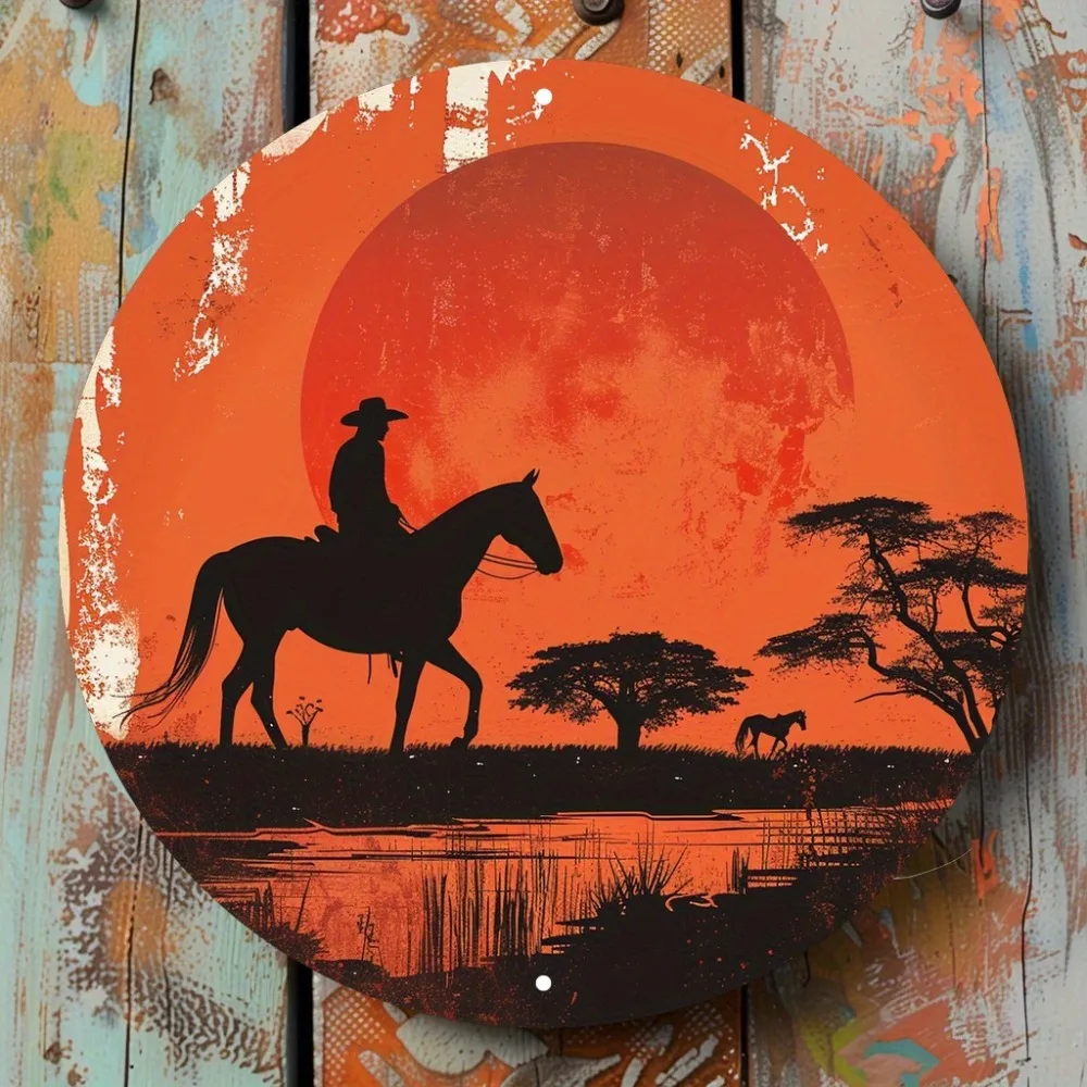 CIFBUY Modern Western Aluminum Wall Art Waterproof Durable Metal Mural Decor For Home Garden Room Office