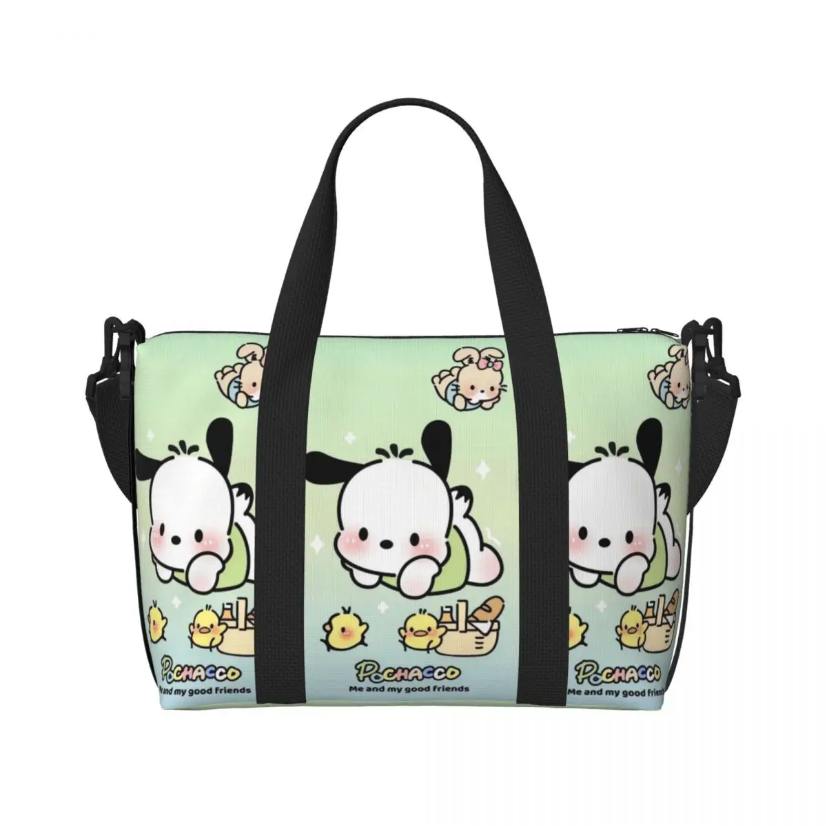 

Custom Pochacco And Friends Tote Bag Women Large Capacity Beach Gym Shoulder Travel Bag