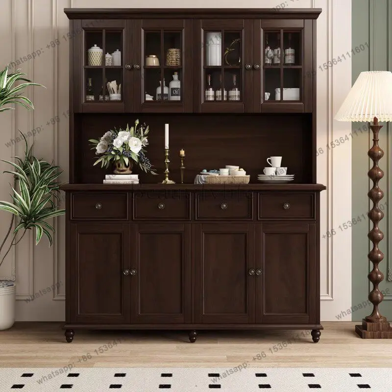 

American all-solid wood dining side cabinet combination floor-to-wall with wine cabinet